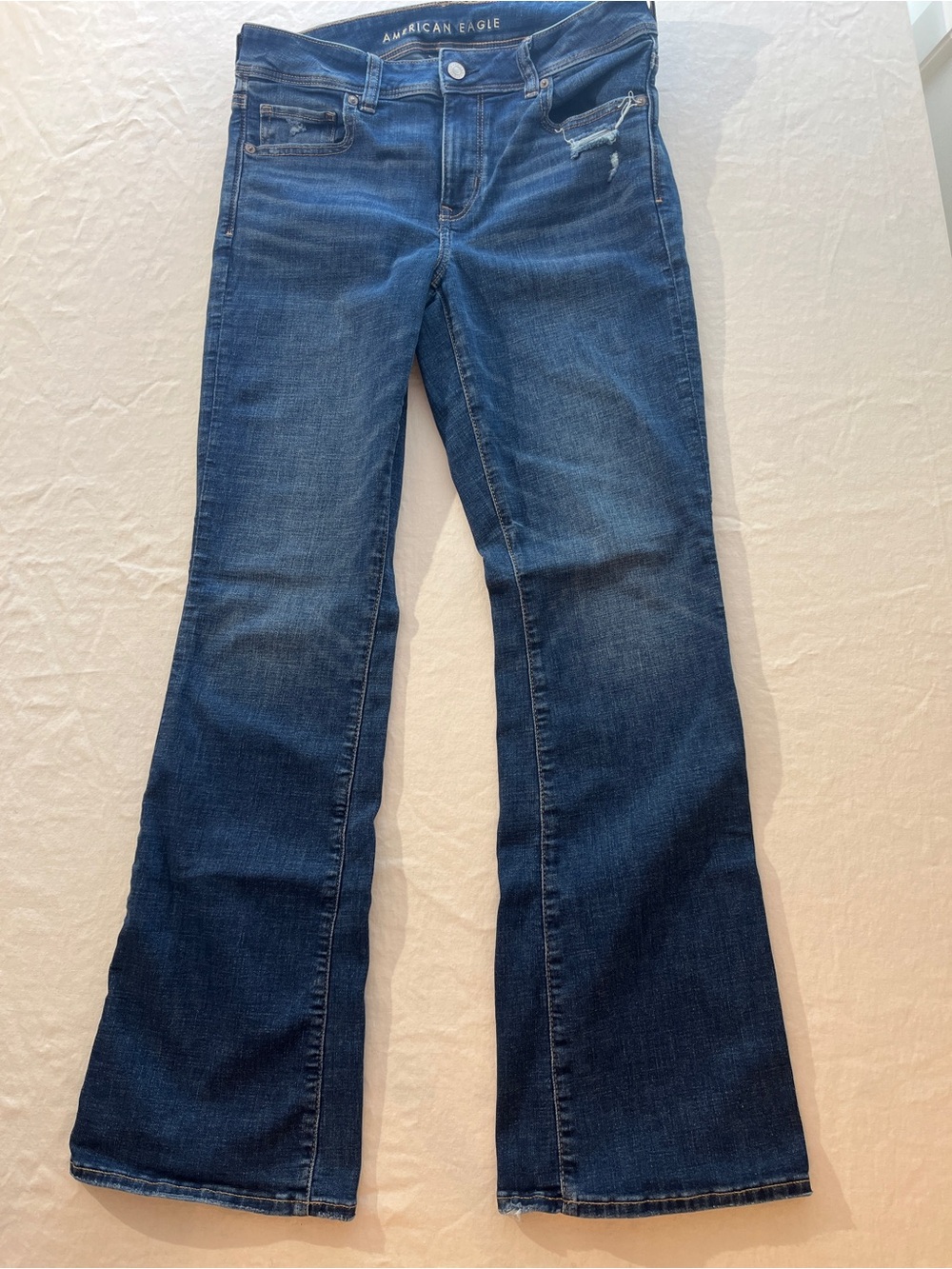 American Eagle Women’s Dark Blue Boot Cut Jeans Next Level Stretch Size 10R